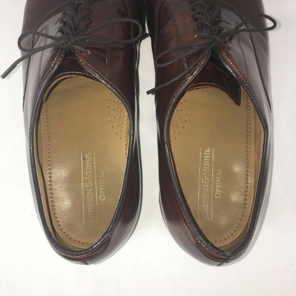 Johnston Murphy Optima Brown Leather Cap Toe Oxford Dress Shoes Mens 11 D/B USA